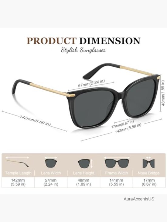 Lightweight Acetate Cat Eye Sunglasses UV400 Polarized Driving display picture 1